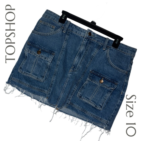 TOPSHOP - Denim Mini Skirt with Pockets - Size 10 - Picture 7 of 7